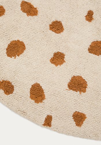KAVE HOME Tandani gulvt�ppe til b�rn, rund - beige bomuld med orange gepardm�nster (�100)