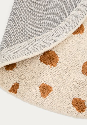 KAVE HOME Tandani gulvt�ppe til b�rn, rund - beige bomuld med orange gepardm�nster (�100)