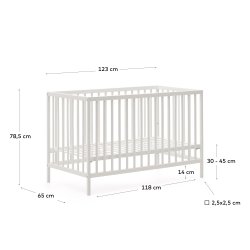 KAVE HOME Shantal tremmeseng til baby, justerbar madrash�jde - hvid asketr� (60x120) -  Kave Home
