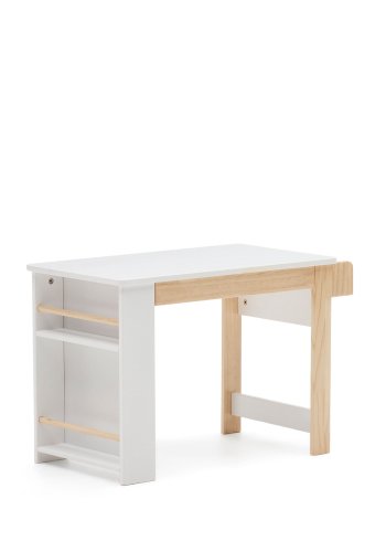 KAVE HOME Serwa skrivebord for barn, med hyller - hvit MDF og naturlig furu (77x40)