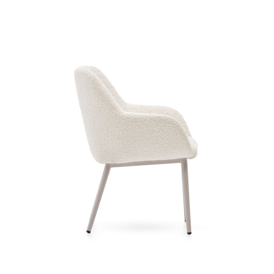 KAVE HOME Konna barnestol, med armlener - hvit bouclé og beige stl