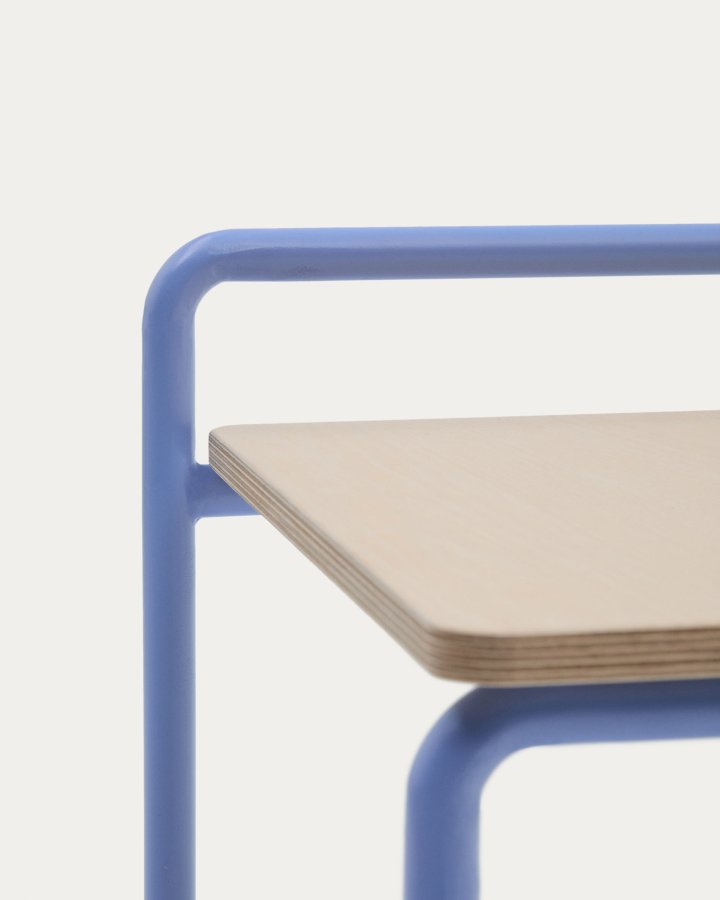 KAVE HOME barnepult i tinn, rektangulrt - finér i naturlig ask og bltt metall (82x45)