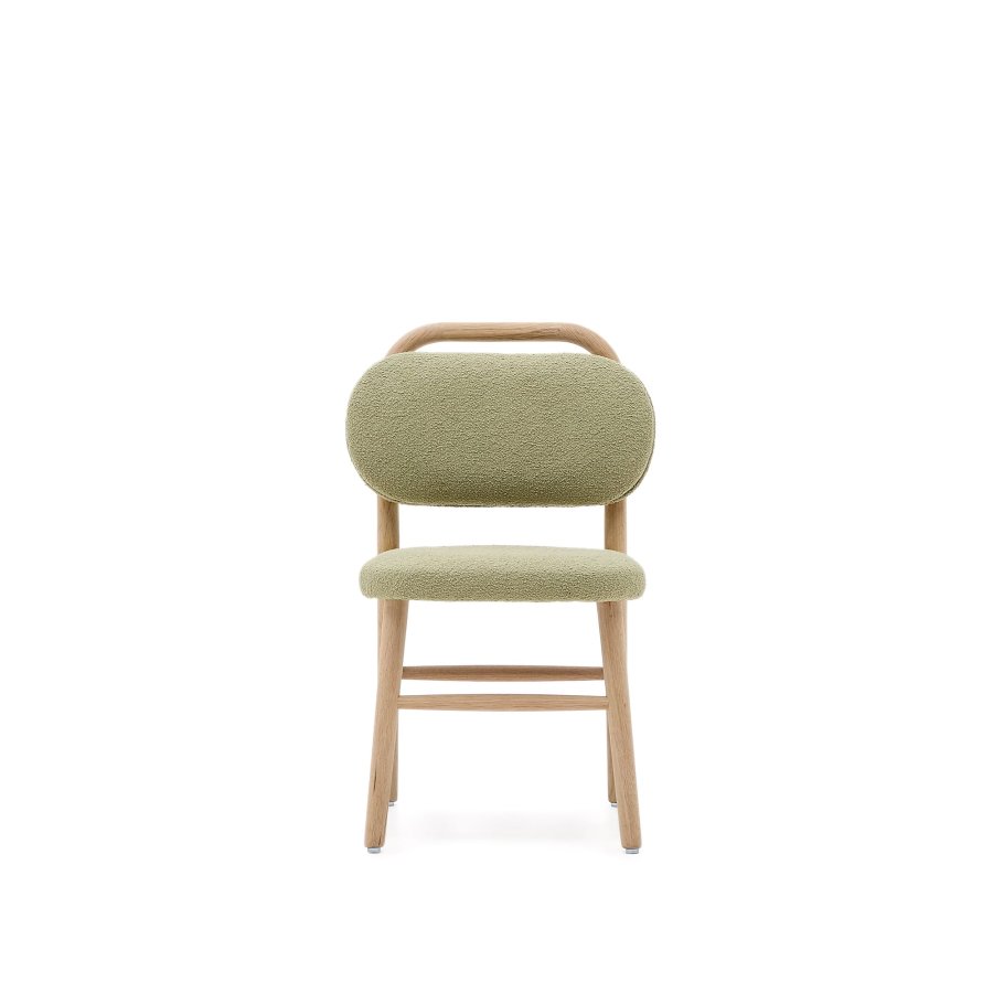 KAVE HOME Helda barnestol - grnn bouclé og naturlig eik