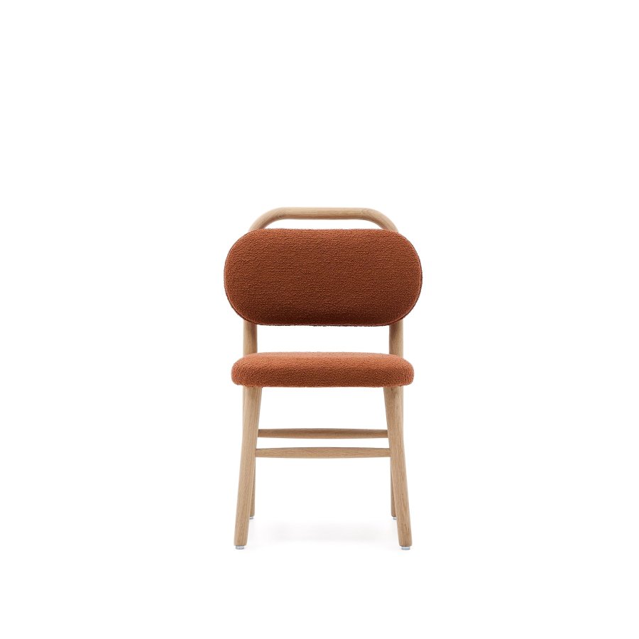KAVE HOME Helda barnestol - terracotta bouclé og naturlig eik