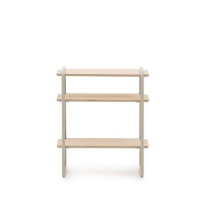 KAVE HOME Tinn brnereol, m. 3 hylder, rektangulr - natur askefinér og beige metal (70x60)