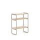 KAVE HOME Barnebokhylle i tinn, m. 3 hyller, rektangulre - finér i naturlig ask og beige metall (70x60)