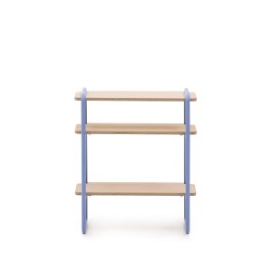 KAVE HOME Tinn brnereol, m. 3 hylder, rektangulr - natur askefinér og bl metal (70x60)