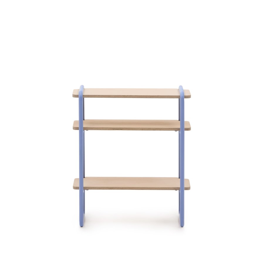 KAVE HOME Barnebokhylle i tinn, m. 3 hyller, rektangulre - finér i naturlig ask og bltt metall (70x60)