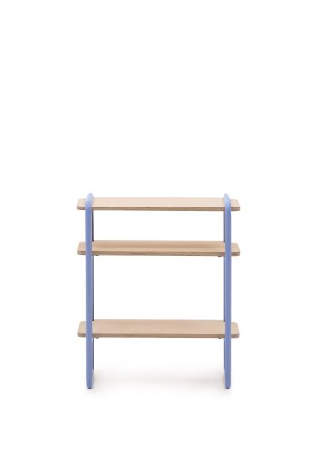 KAVE HOME Barnebokhylle i tinn, m. 3 hyller, rektangulre - finér i naturlig ask og bltt metall (70x60)
