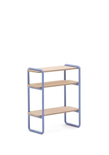 KAVE HOME Barnebokhylle i tinn, m. 3 hyller, rektangulre - finér i naturlig ask og bltt metall (70x60)