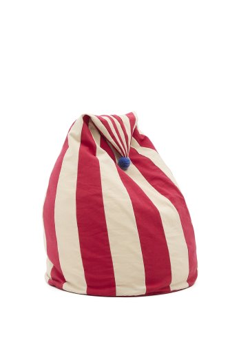 KAVE HOME Olvi r&ouml;d och beige, bomullspuff med bl� tofs, �60 cm