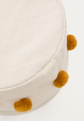 KAVE HOME Manua beige, bomullspuff med sennepsfargede dusker, 40 cm