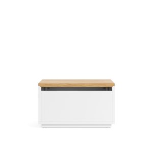 KAVE HOME Abilen opbevaringskasse, m. lg, rektangulr - natur egetrsfiner og hvid MDF (60x40)
