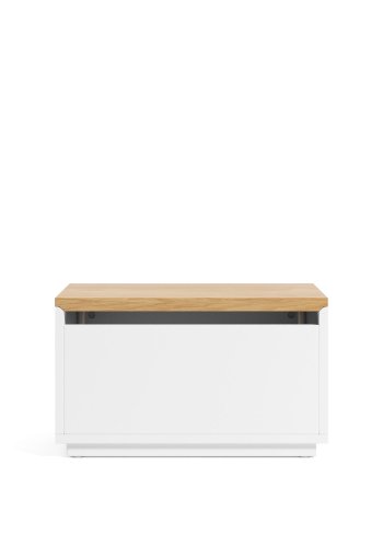 KAVE HOME Abilen oppbevaringsboks, med lokk, rektangulr - naturlig eikefiner og hvit MDF (60x40)