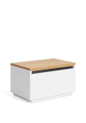 KAVE HOME Abilen oppbevaringsboks, med lokk, rektangulr - naturlig eikefiner og hvit MDF (60x40)