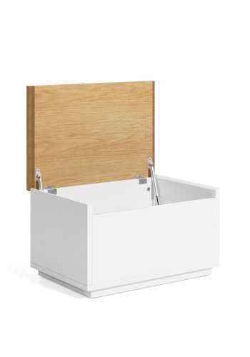 KAVE HOME Abilen oppbevaringsboks, med lokk, rektangulr - naturlig eikefiner og hvit MDF (60x40)