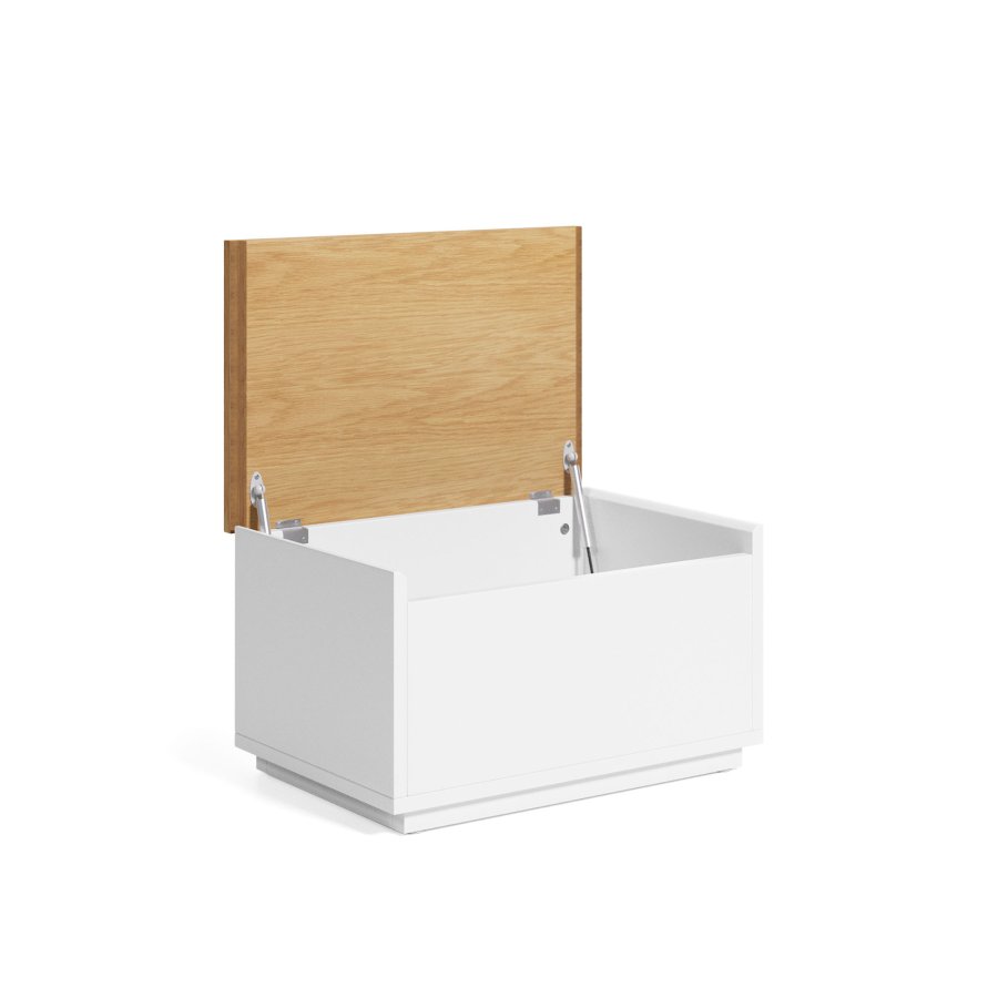 KAVE HOME Abilen oppbevaringsboks, med lokk, rektangulr - naturlig eikefiner og hvit MDF (60x40)
