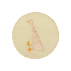 KAVE HOME Milu gulvtppe med gs til brn, rund - grn bomuld (100)