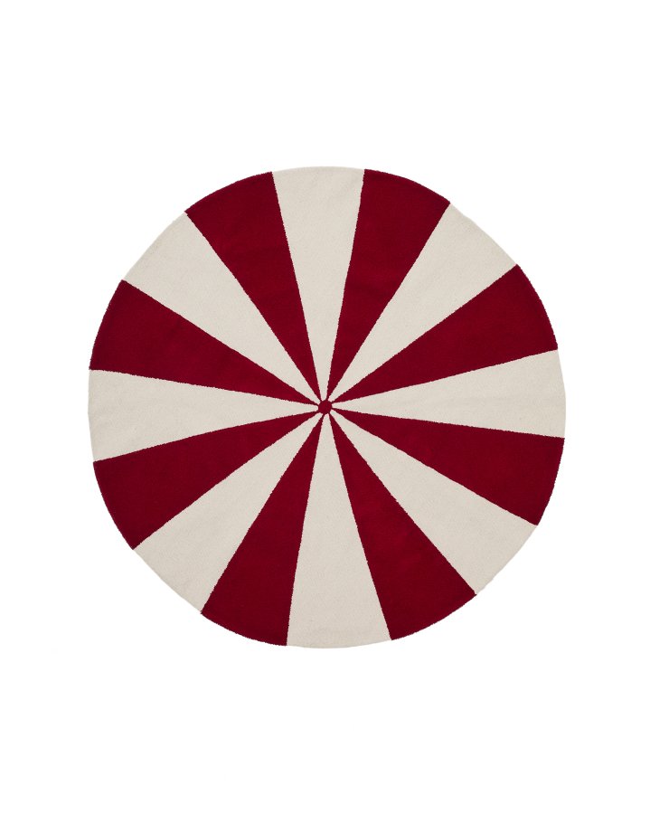 KAVE HOME Wirla beige og rd, 100 % bomullsteppe, 100 cm