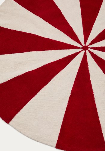 KAVE HOME Wirla beige og rd, 100 % bomullsteppe, 100 cm