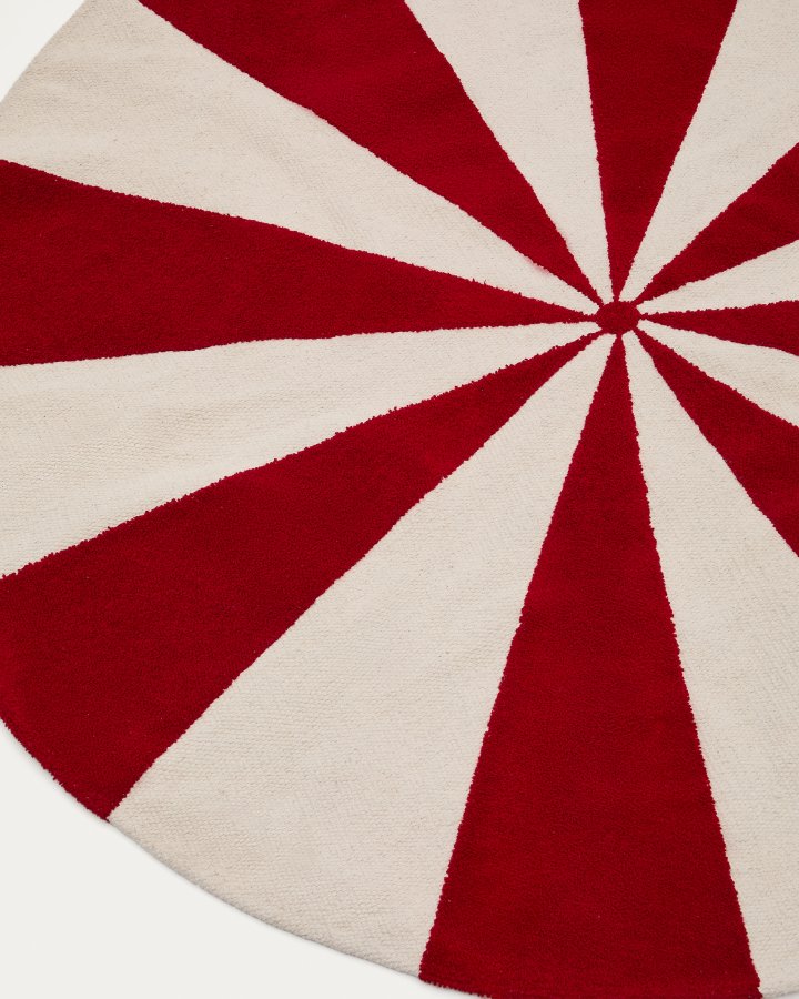 KAVE HOME Wirla beige og rd, 100 % bomullsteppe, 100 cm
