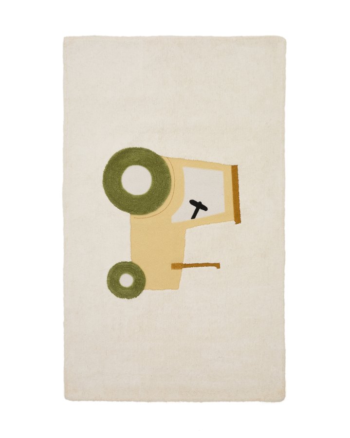 KAVE HOME Pecky beige, 100 % bomullsteppe med traktorfunksjon, 90 x 150 cm