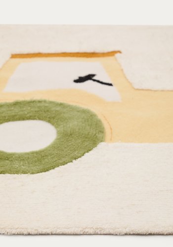 KAVE HOME Pecky beige, 100 % bomullsteppe med traktorfunksjon, 90 x 150 cm