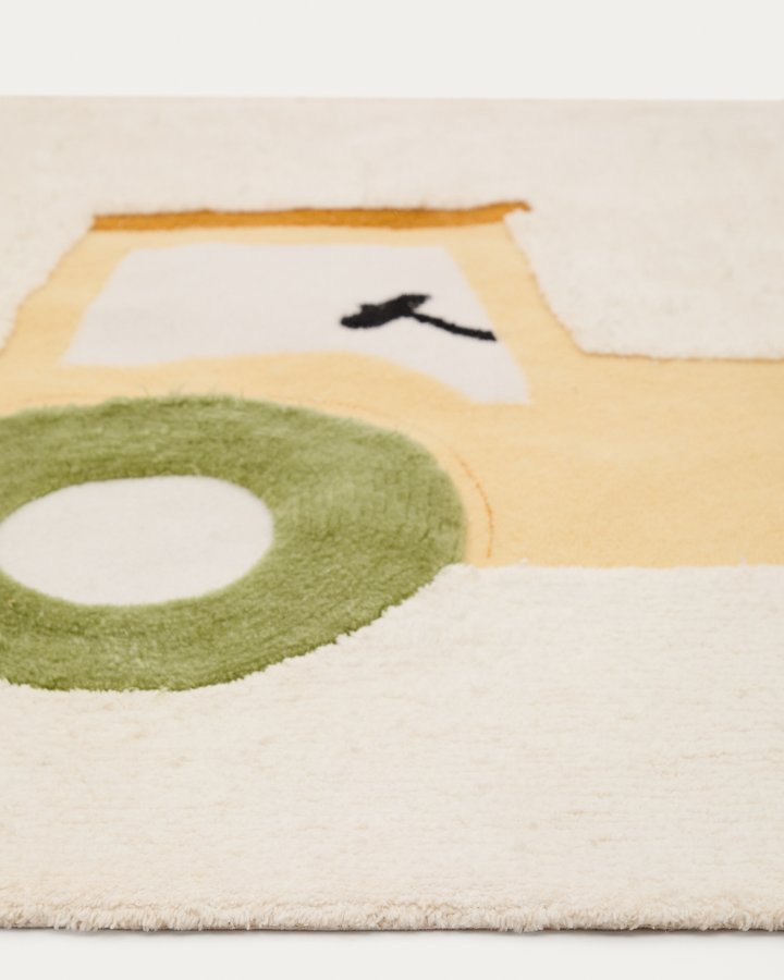 KAVE HOME Pecky beige, 100 % bomullsteppe med traktorfunksjon, 90 x 150 cm