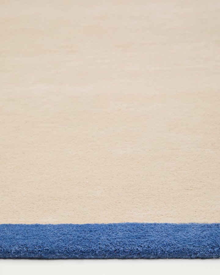 KAVE HOME Nalim teppe for barn, rektangulrt - beige og bl bomull (90x150)