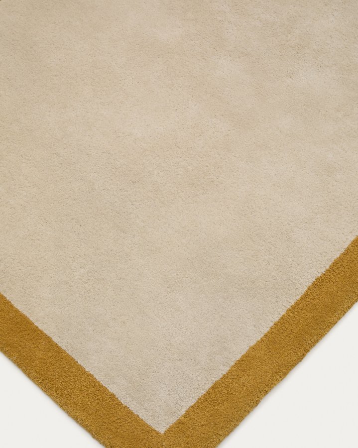 KAVE HOME Nalim teppe for barn, rektangulrt - beige og sennepsbomull (90x150)