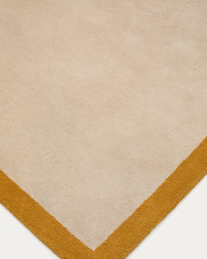 KAVE HOME Nalim teppe for barn, rektangulrt - beige og sennepsbomull (90x150)