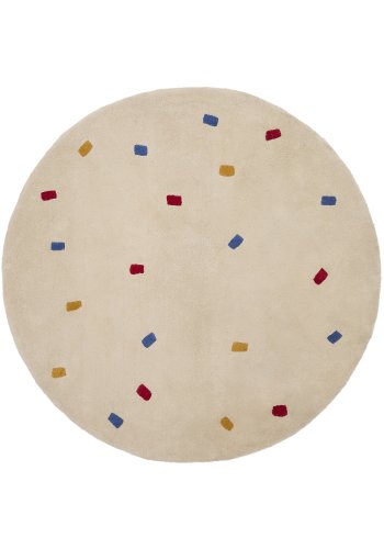 KAVE HOME Luli gulvt�ppe, rund - hvid bomuld med multifarvede prikker (�200)