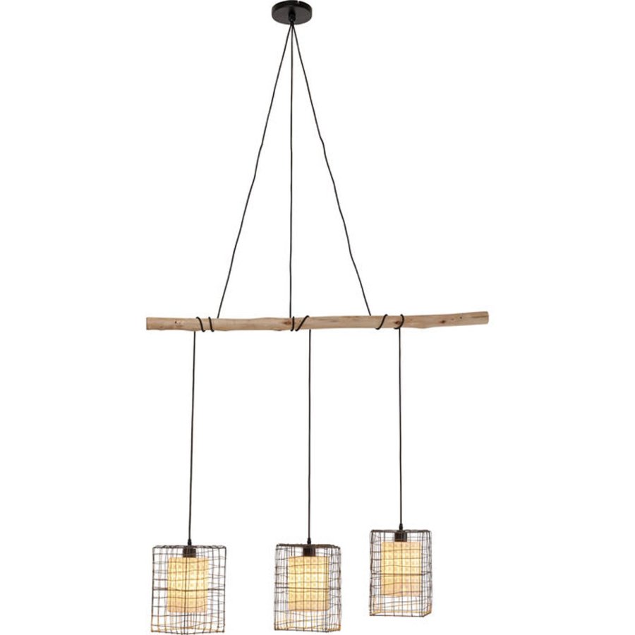 KARE DESIGN Three Grids loftlampe - hvid keramik porceln, stl og natur bg