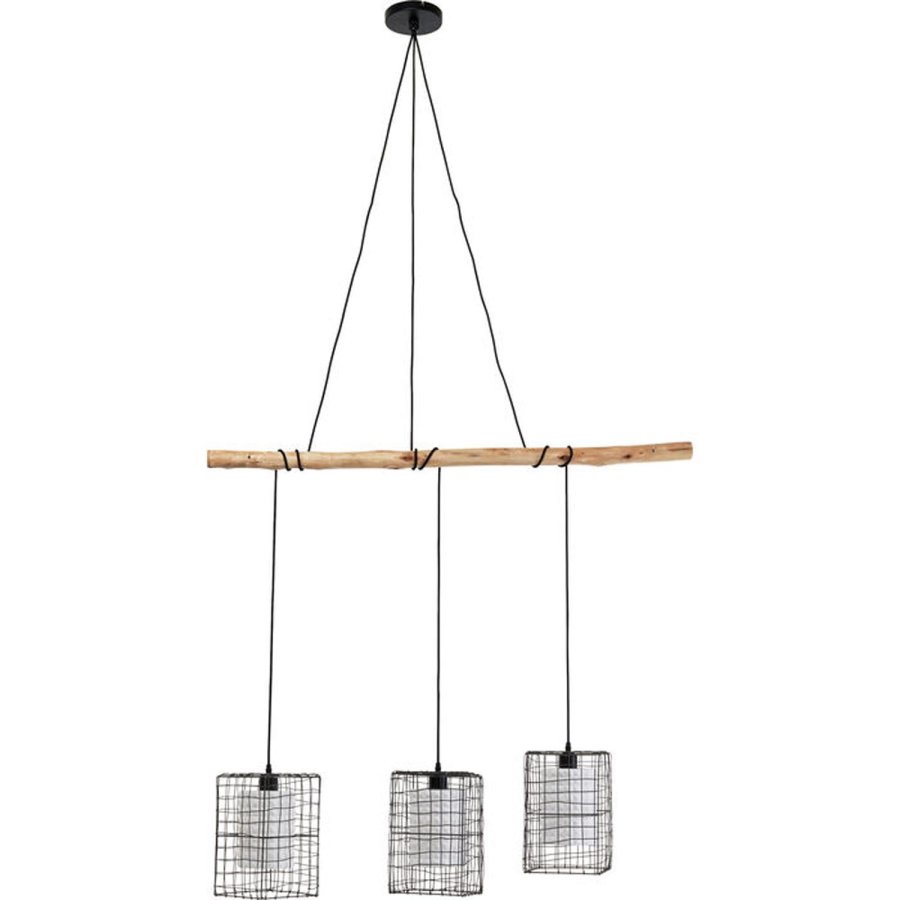 KARE DESIGN Three Grids loftlampe - hvid keramik porceln, stl og natur bg