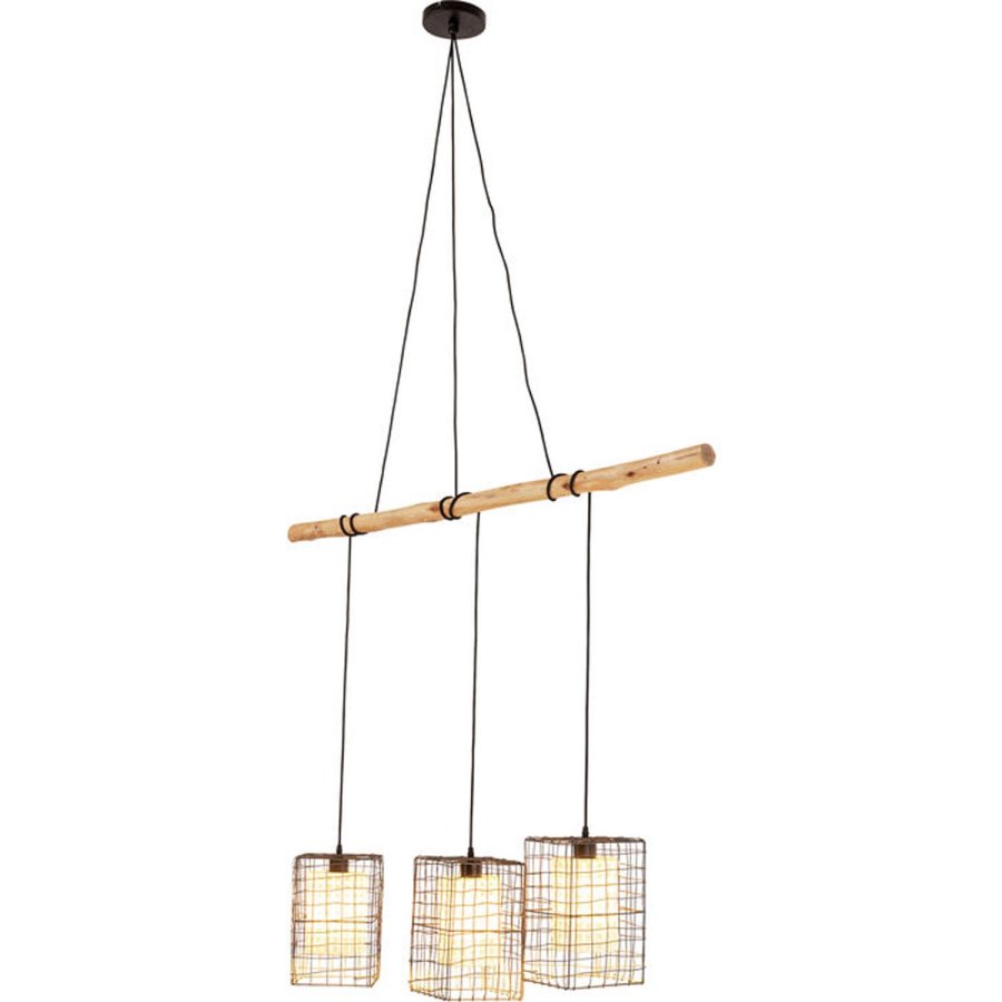 KARE DESIGN Three Grids loftlampe - hvid keramik porceln, stl og natur bg