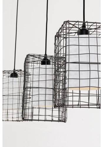 KARE DESIGN Three Grids loftlampe - hvid keramik porceln, stl og natur bg