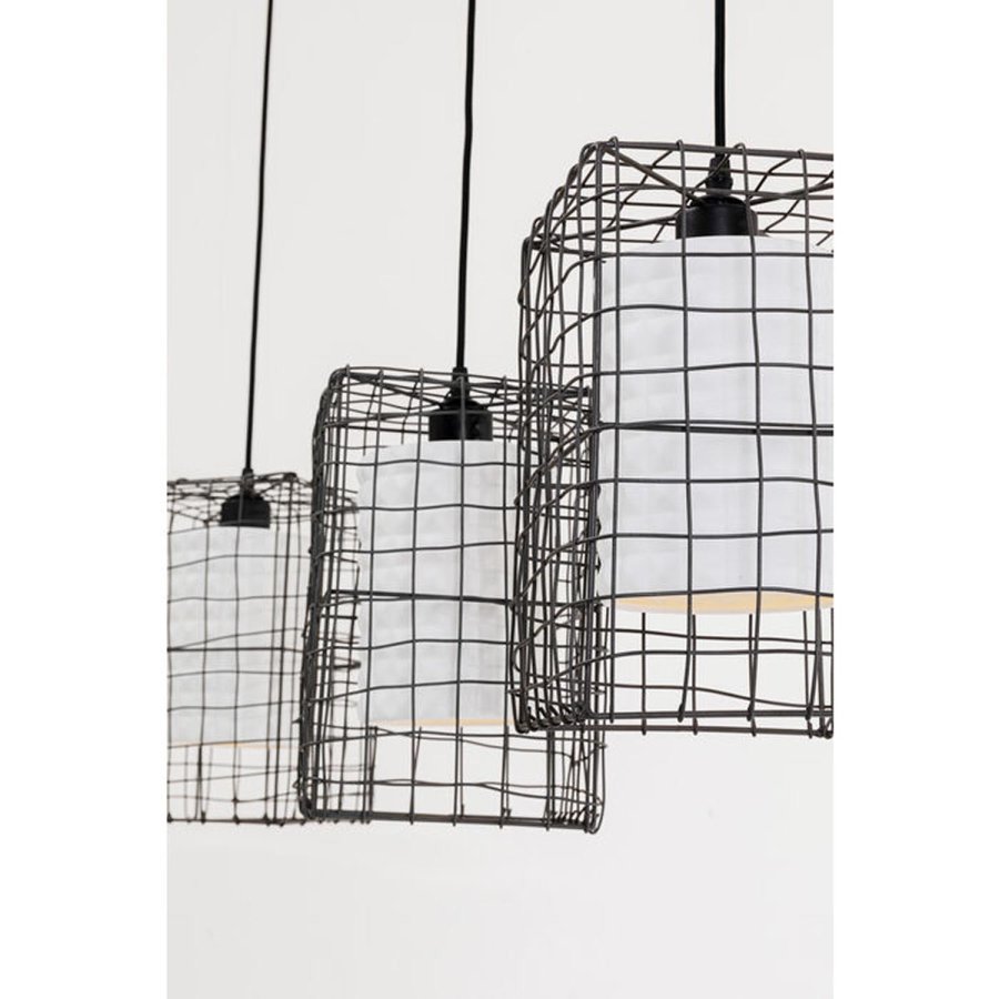 KARE DESIGN Three Grids loftlampe - hvid keramik porceln, stl og natur bg
