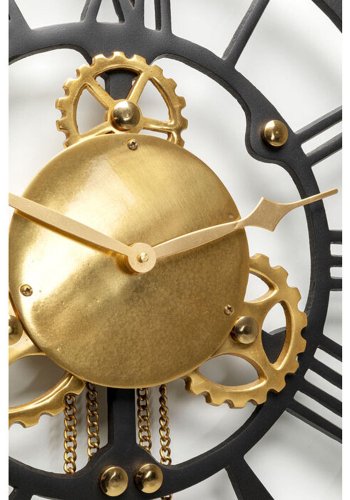 KARE DESIGN Clockwork Wanduhr - Messing und schwarzes Aluminium (126x46)