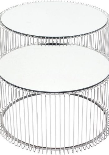 KARE DESIGN Wire Couchtisch - Silberglas/Silberstahl, rund (2/Set)