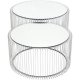 KARE DESIGN Wire Couchtisch - Silberglas/Silberstahl, rund (2/Set)