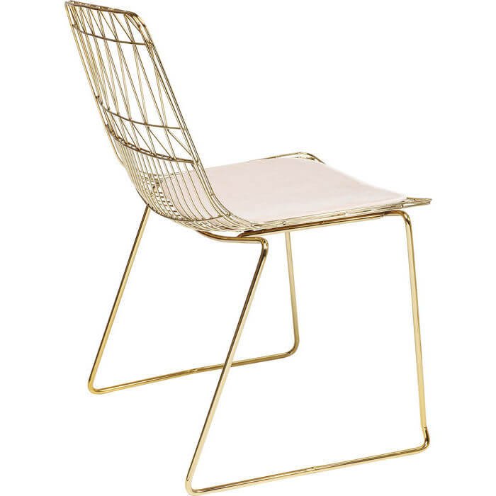 KARE DESIGN Solo spisebordstol - gullfarget stl med lett kunstskinnpute 