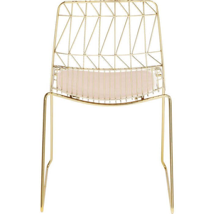 KARE DESIGN Solo spisebordstol - gullfarget stl med lett kunstskinnpute 