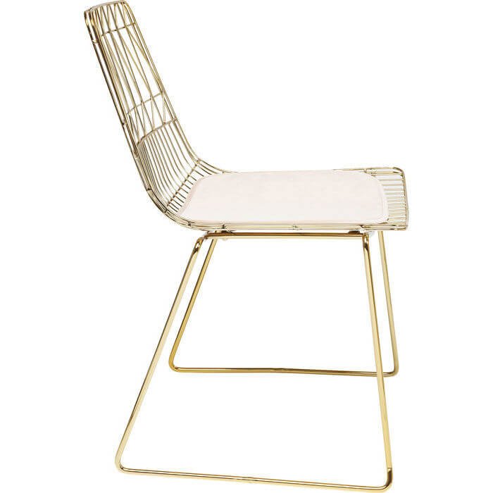 KARE DESIGN Solo spisebordstol - gullfarget stl med lett kunstskinnpute 