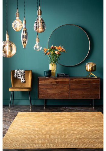 KARE DESIGN Curve MO Veggspeil i messing, rundt - speilglass og messingstl (100)