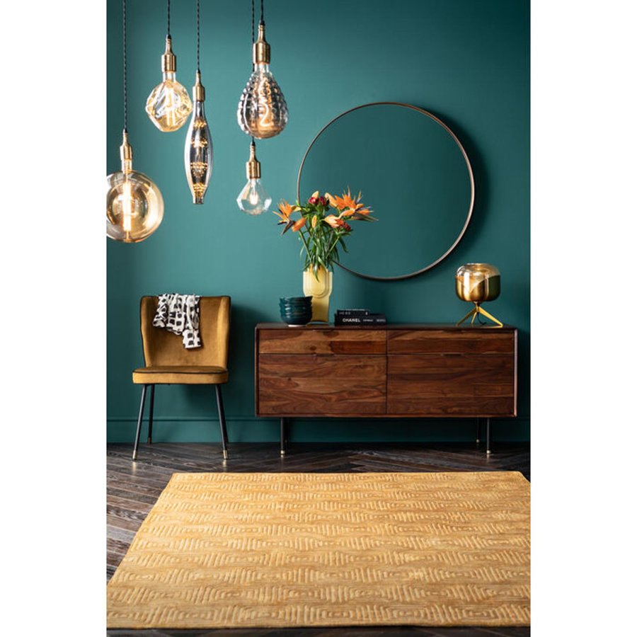 KARE DESIGN Curve MO Veggspeil i messing, rundt - speilglass og messingstl (100)