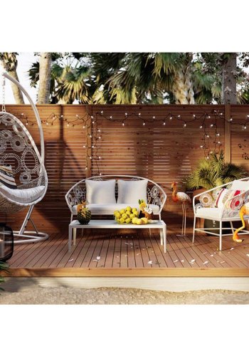KARE DESIGN Ibiza White hngestol - hvid polyester, polyrattan og stl