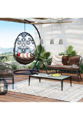 KARE DESIGN Tiki havebord, rektangulr - klar glas og sort aluminium (108x59)