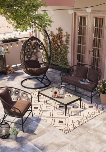 KARE DESIGN Tiki havebord, rektangulr - klar glas og sort aluminium (108x59)