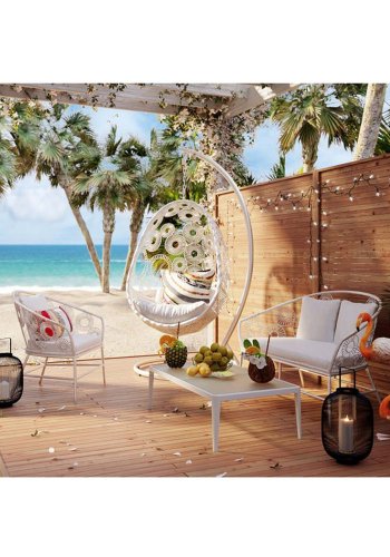 KARE DESIGN Tiki havebord, rektangulr - klar glas og hvid aluminium (108x59)