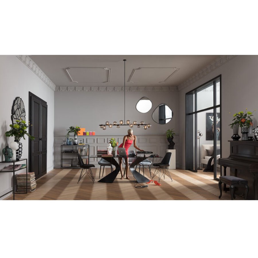 KARE DESIGN Gloria Sort spisebord, rektangulrt - glass og sort stl (200x100)